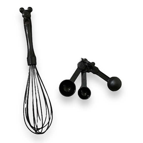 Mickey Mouse Disney black kitchen whisk measuring spoons home utensils cooking - Picture 1 of 5